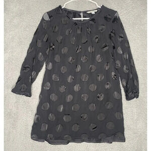 Boden womens black polka dot long sleeve blouse career contemporary keyhole 10L